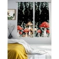 thumbnail image 3 of Red Mushrooms Sheer Curtains 2 Panels Set Eucalyptus Leaves Plants Black Night Sky Stars Sheer Window Curtains Light Filtering Rod Pocket Voile Drapes for Bedroom Living Room 52"X72", 3 of 8