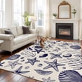 thumbnail image 2 of Navy Blue Coastal Area Rugs 8'x10', Washable Small Throw Rugs for Living Room Patio, Summer Beach Ocean Coral Shell Rustic Indoor Outdoor Rug Non-Slip Low Pile Carpet Runner Reversible Floor Mats, 2 of 8