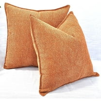 Chevron Pattern Chenille Pillow Covers Set of 2 Orange 16x16 inches / Soft Cozy Cushion Covers