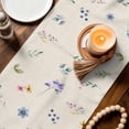 thumbnail image 3 of Bunny Easter Table Runner - 70 Inch Long Spring Floral Pastoral Rabbits Rustic Cotton and Linen Blended Dress Scarves Farmhouse Table Runner for Kitchen Dining, Coffee Table, 13" x 70", 3 of 8