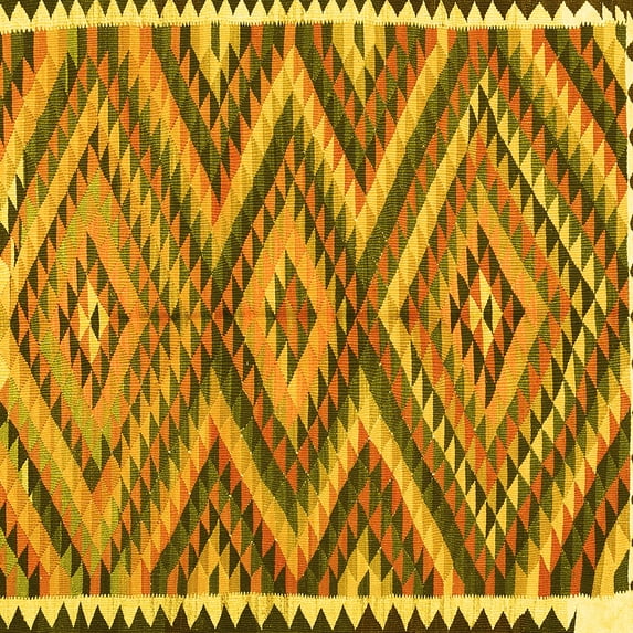 Ahgly Company Indoor Square Oriental Yellow Traditional Area Rugs, 8' Square