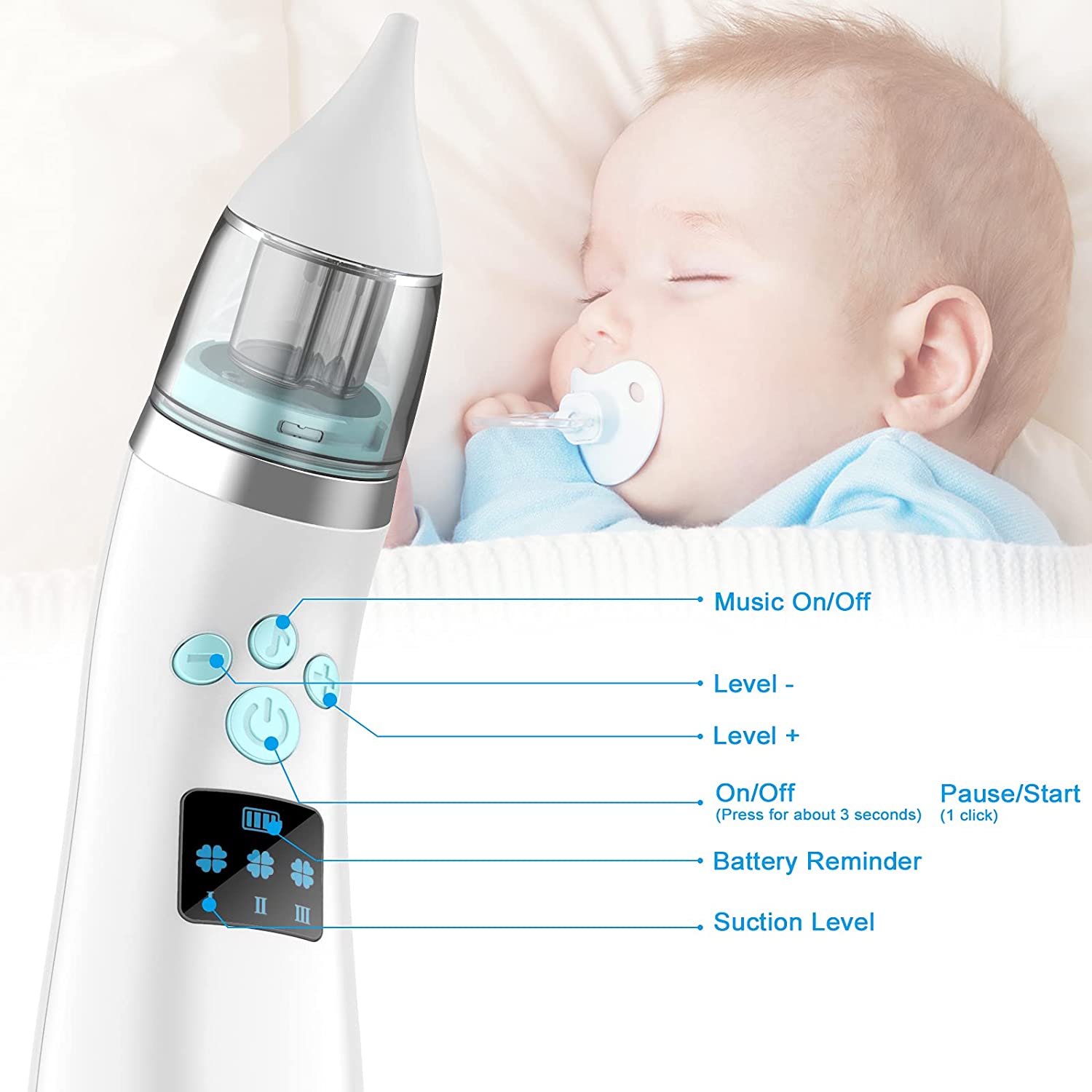 TiokMc Automatic Baby Nasal Aspirator with Music photo 3