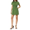 thumbnail image 2 of Allegra K Women's Button Front Half Placket Short Sleeve A-Line Mini Shirt Dress, 2 of 6