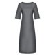 thumbnail image 3 of Gibobby Vestido de Verano para Mujer Moda mujer color sólido algodón y lino manga larga cuello redondo pliegue vestido casual(Gris oscuro,G), 3 of 5