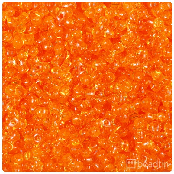 BeadTin Orange Transparent 11mm TriBead Craft Beads (500pcs)
