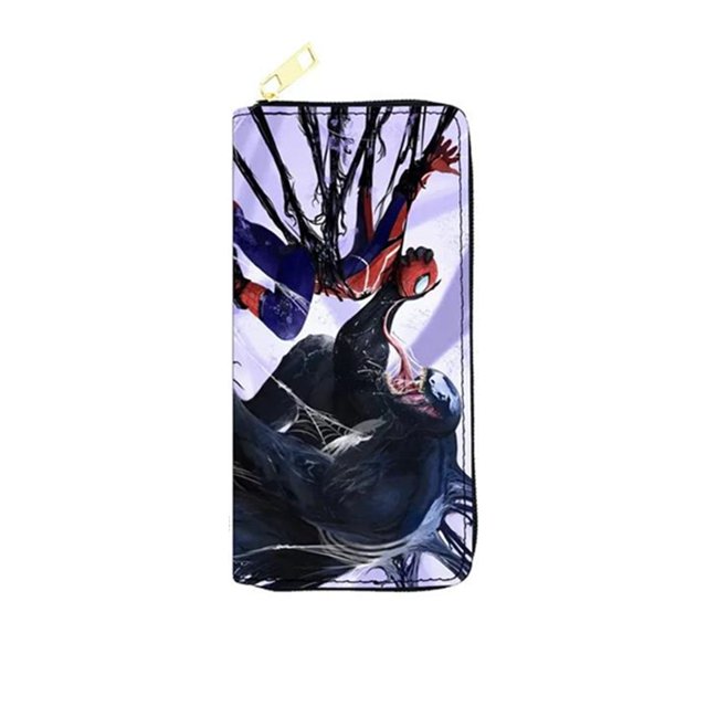 Cartera de la serie Marvel Super Hero para hombre, personaje de Disney, Spiderman, Iron Man, cartera larga de cuero Pu, cartera de mano multifuncional para niños Gao Jinjia LED
