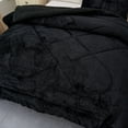 thumbnail image 3 of JML 3 Piece Sherpa Bed Blanket,Winter Warm Fleece Borrego Blanket,Queen 75"x83",Black, 3 of 5