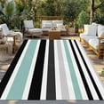 thumbnail image 3 of Fsddascl Turquoise Black Stripe Outdoor Rug for Patio/Deck/Porch, Non-Slip Large Area Rug 4 x 6 Ft, Modern Abstract Coarse Striped Indoor Outdoor Rugs Washable Area Rugs, Camping Rug Carpet, 3 of 5