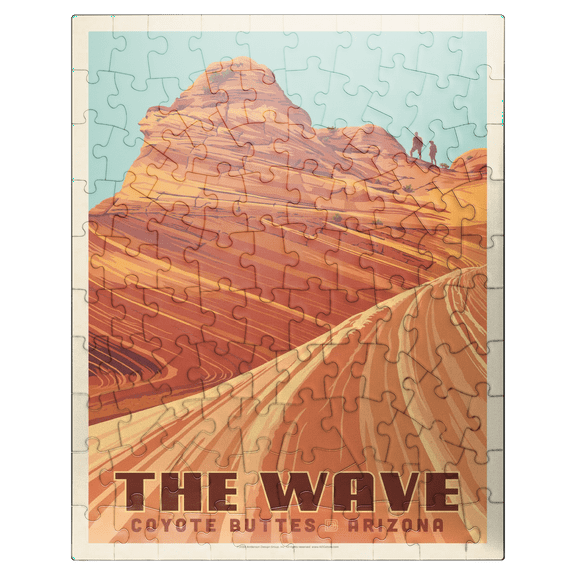 MyPuzzle - Coyote Buttes, AZ: Inside The Wave, Vintage Poster - Premium 100 Piece Jigsaw Puzzle for Adults