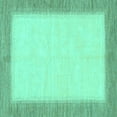 thumbnail image 1 of Ahgly Company Machine Washable Indoor Square Solid Turquoise Blue Modern Area Rugs, 4' Square, 1 of 4