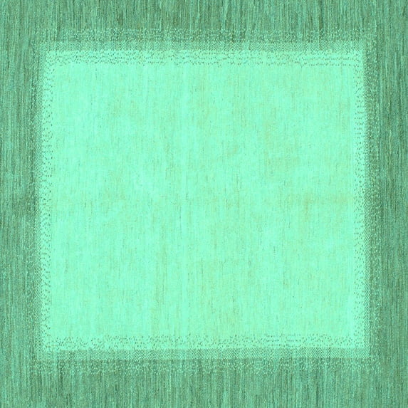 Ahgly Company Machine Washable Indoor Square Solid Turquoise Blue Modern Area Rugs, 4' Square