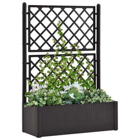 Wobythan Garden Raised Bed with Trellis and Self Watering System Anthracite
