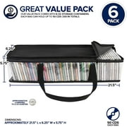 CD Storage Bags (6 Pack) - Transparent PVC Media Storage - Water Resistant CD Holder Case with Handles - Clear Plastic Carrying Game Bag Storage for CDs, Albums, Video Games, Books - Stock Your Home