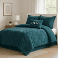 thumbnail image 6 of Luxurious Ergode Velvet Comforter Set - Teal Crushed Velvet, Quilted Diamond Top, Coordinating Shams, Hypoallergenic Polyester Fill, Machine Washable - Glamorous and Opulent Bedroom Decor, 6 of 11