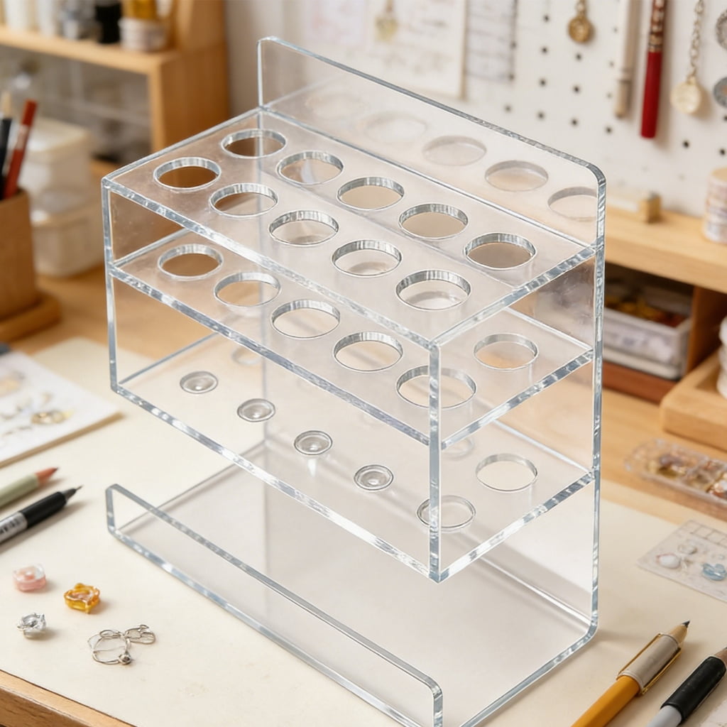 Wall Mounted Acrylic Marker Holder with 10 Slots Sticky Pen Storage Stand Whiteboard Supply Organizers