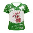 thumbnail image 3 of Puntoco Mujeres Casual Loose Christmas Elk Cuello en V Camisetas de manga corta Hombres Mujeres tops Puntoco Puntoco-8757, 3 of 6