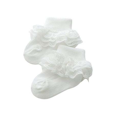 

KelaJuan Baby Girls Boys Cotton Socks Cute Eyelet Frilly Lace Baptism Socks Birthday Gift for Infants