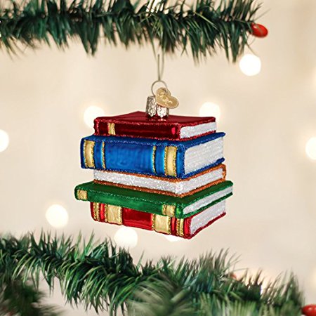Old World Christmas Stack Of Books Glass Blown Ornament