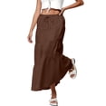 thumbnail image 6 of Maxi Skirts for Women Ruffle Pleated Tiered Smock High Waisted Drawstring Flowy Skirt Coffee L, 6 of 7