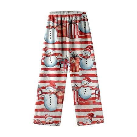 Kids Autumn Winter Christmas Cute Cartoon Print Flannel Casual Home Long Pants Pajamas Girl Baby 8 Months Dress Pants Toddler 6t Girls Fall Clothes Girls Big Girls Clothes Girls Sweatpants Size 12