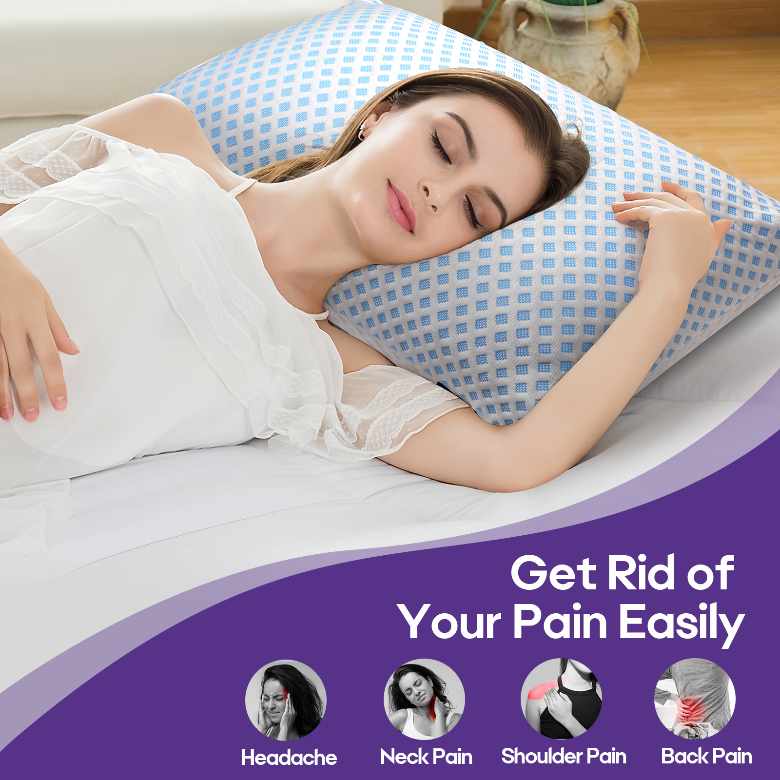 SORMAG Cooling Memory Foam Pillows Queen Set of 2 photo 7