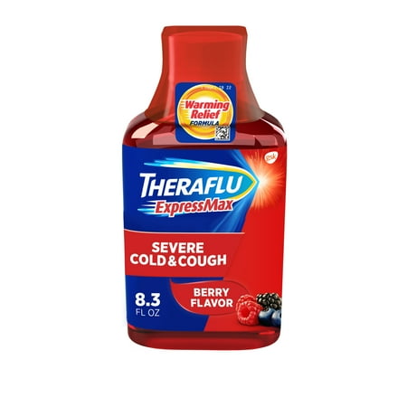 Theraflu Severe Cough Cold and Flu Daytime Relief Medicine Syrup, Berry, 8.3 Oz