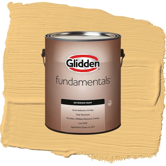 Glidden Fundamentals Gold Buff / Yellow, Flat Exterior Paint, 1 Gallon