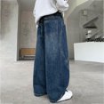 thumbnail image 4 of NIEWTR Kids Boys Wide Leg Baggy Jeans Spring Elastic Waist Long Denim Pants Loose Relaxed Fit Casual Trousers, 4 of 6