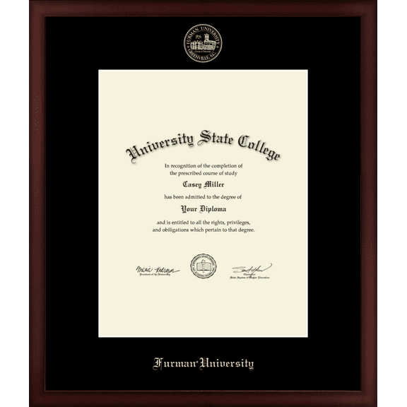 Furman University Diploma Frame, Document Size 11" x 14"