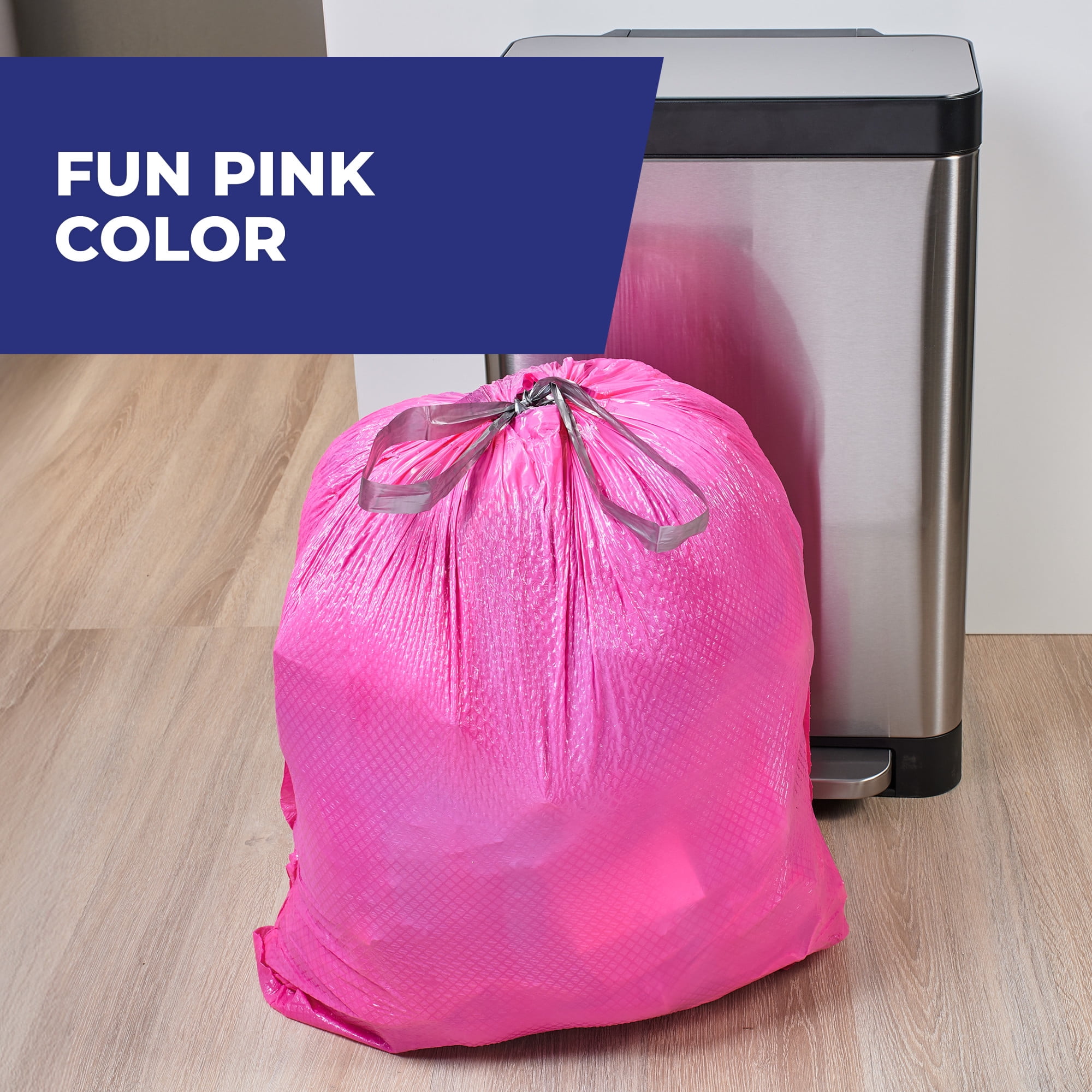 (6 pack) Hefty Ultra Strong 13 Gallon Trash Bags, Tall Kitchen Trash Bags, Pink, Fabuloso Watermelon Scent, 40 Bags