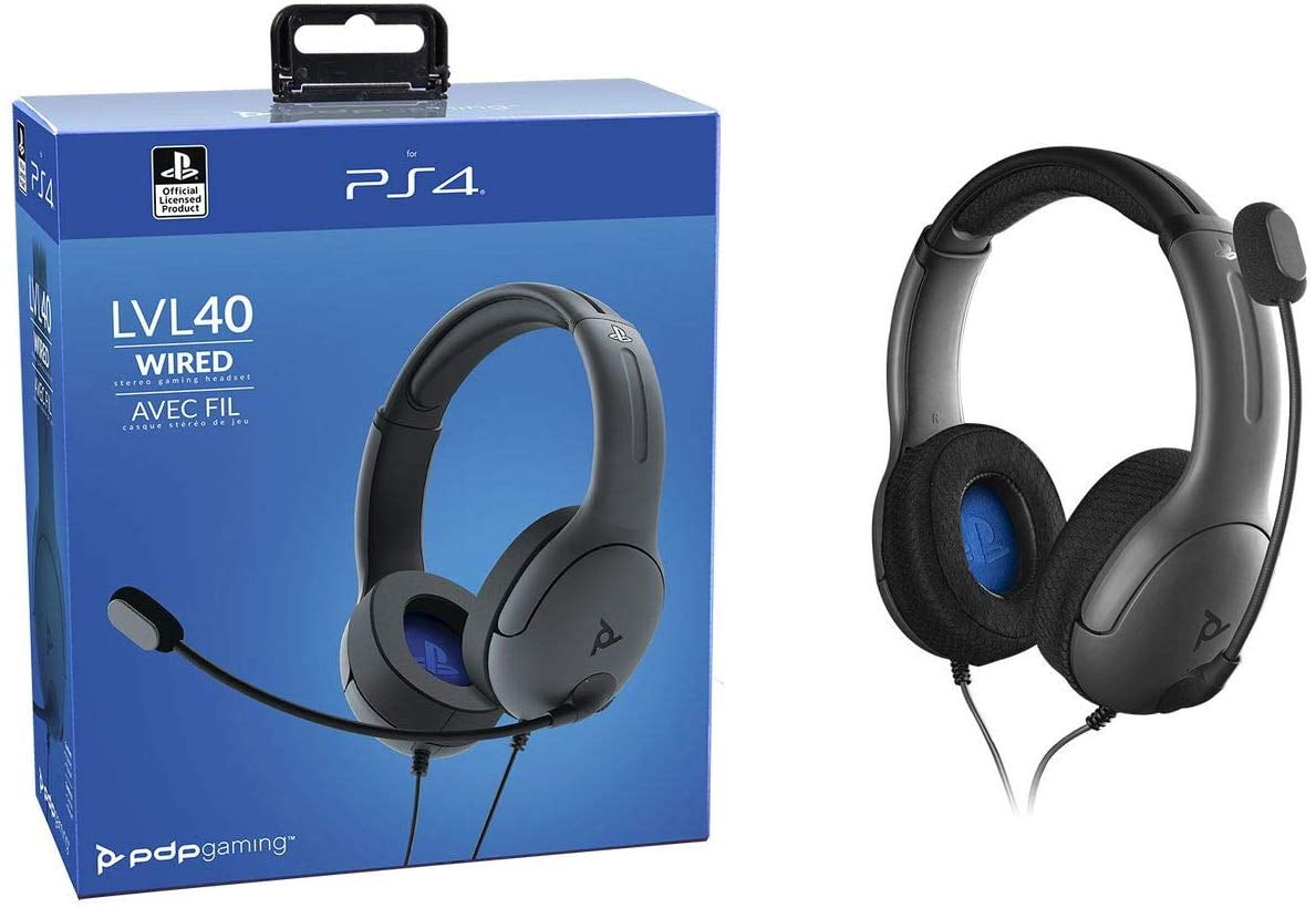 PDP LVL30 Wired Mono Gaming Headset for PlayStation 4 Gray With