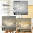 thumbnail image 4 of Maxax 4 Lights Crystal Chandelier, Modern Drum Ceiling Light Fixture Lamp, Raindrop Flush Mount Round Metal Shade, for Dining Room, Living Room, Bathroom, Bedroom, Chrome, 4 of 6