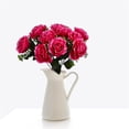 thumbnail image 3 of Naiovety Ramo de flores artificiales de rosas de seda, 12 cabezas, decoración para fiesta en casa y boda, 2020 Flores artificiales Rosa roja, 3 of 6