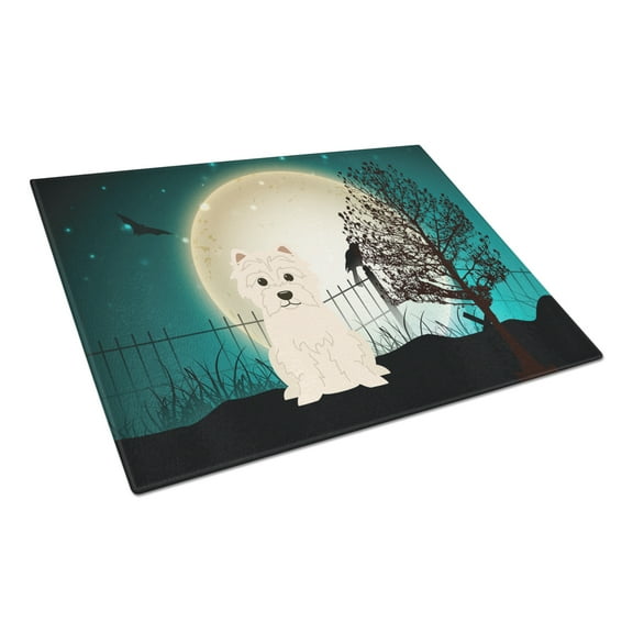 Halloween Scary Westie Glass Cutting Board Large