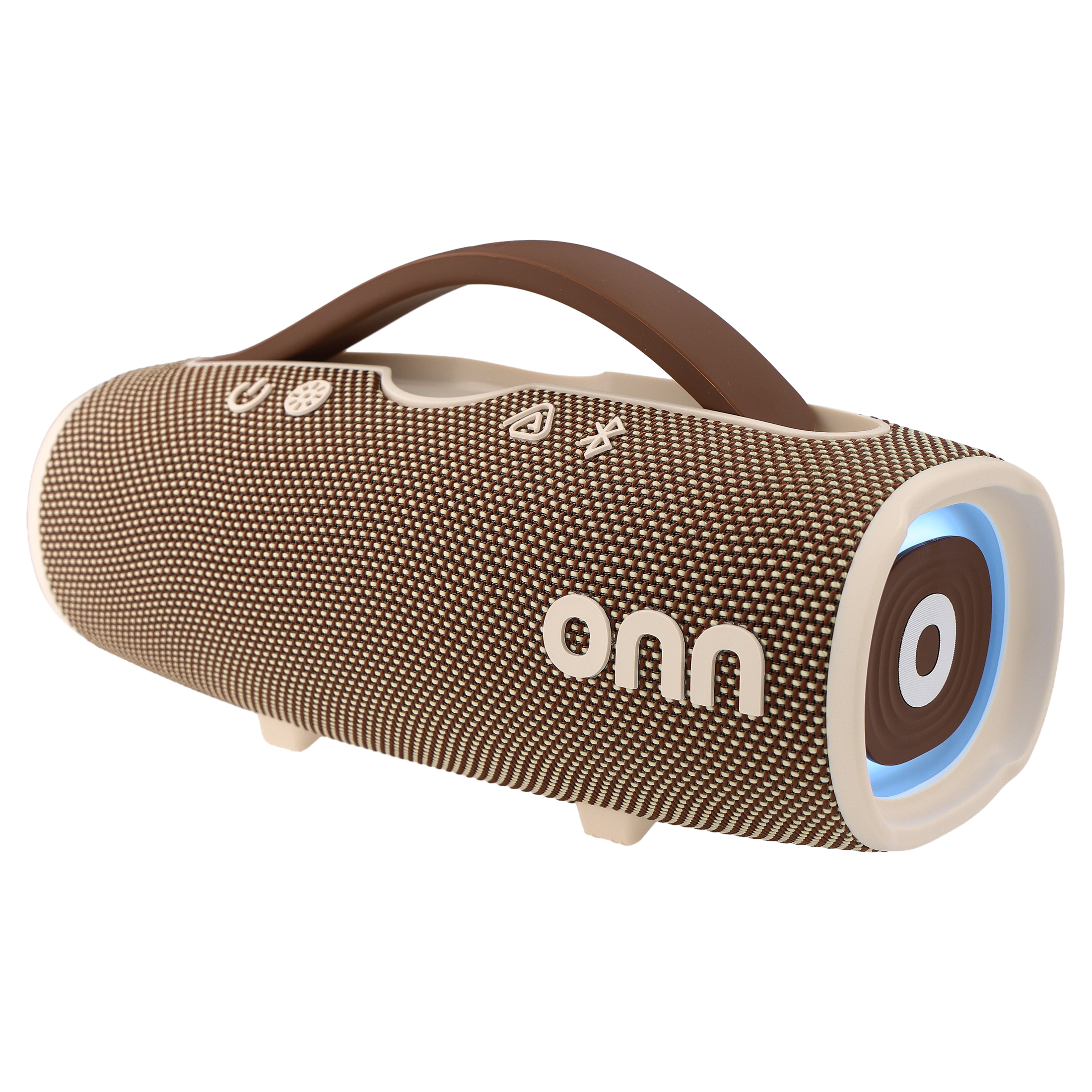 onn Large Rugged Speaker with LED Lighting, Tan