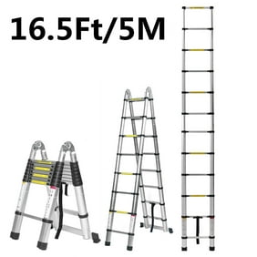 16.5Ft/12.5Ft/10.5ft Aluminum Telescoping Ladder, Non-Slip Ladder Lightweight Multi-Use Retractable Foldable Extension Step Loft /Attic Ladder, 330lbs Load Capacity