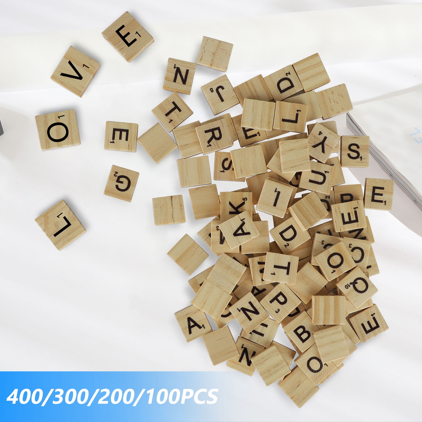 100Pcs Scrabble Letters for Crafts & Educational Wooden Letters 