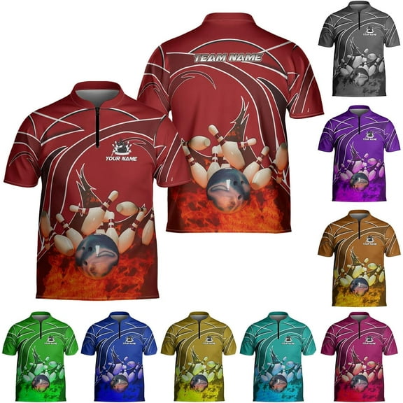 Personalized Name Bowling Baseball Jersey, Bowling Shirts for Men, Bowling Jerseys for Team, Bowling Shirts (Red, S)