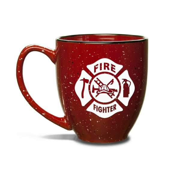 Firefighter 15 oz Red Bistro Mug