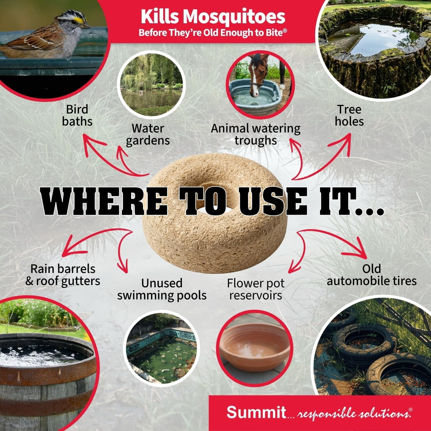 Mosquito Dunks Biological Mosquito Control, Kills Mosquitoe Larvae 6 Pack