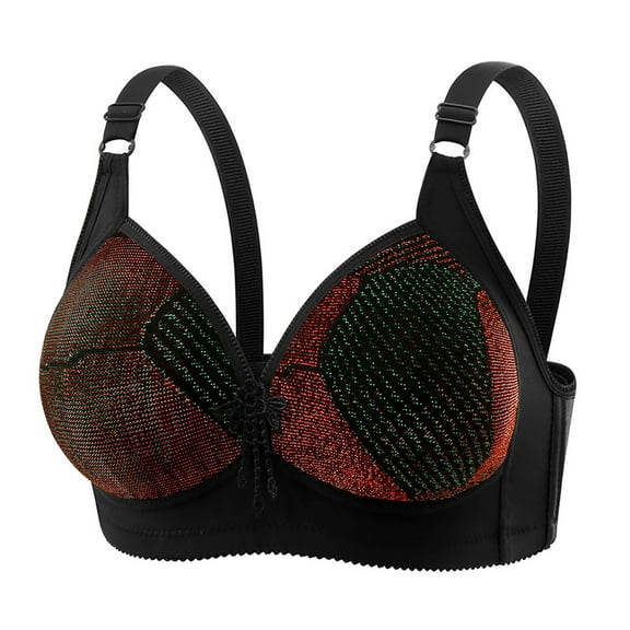 GUZOM Supportive Women's Plus Size 40 Bra - Full Coverage, Green, Adjustable Straps, Patterned Cups, Nylon Spandex Blend for Daily Comfort