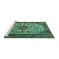 thumbnail image 2 of Ahgly Company Machine Washable Indoor Rectangle Medallion Turquoise Blue Traditional Area Rugs, 7' x 10', 2 of 4