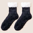 thumbnail image 2 of HNMKIU Thermal Knee High Lined Socks Non Winter Warm Sleep Footwear For Indoor Home Comfort And Cozy Soft Floor Grip Black,One Size, 2 of 4