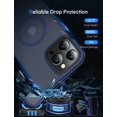 thumbnail image 4 of Magnetic Case for iPhone 13 Pro Max Case [MIL-Grade Drop Tested & Compatible with MagSafe] Translucent Matte Back with Aluminum Alloy Keys, Shockproof 13 Pro Max Phone Case 6.7 Inch, Blue, 4 of 12