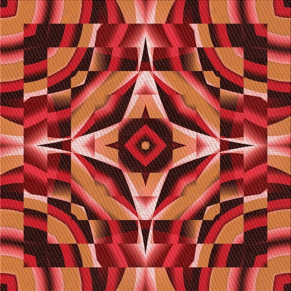 Ahgly Company Indoor Square Patterned Shocking Orange Area Rugs, 5' Square