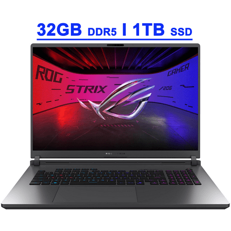 Asus ROG Strix G18 G815 Gaming AI PC Laptop 18" 2.5k (2560x1600) 240Hz (100% DCI-P3, 3ms) Intel 24-core Ultra 9 275HX 32GB DDR5 1TB SSD GeForce RTX 5060 RGB Backlit Wi-Fi7 Win11 Copilot AI