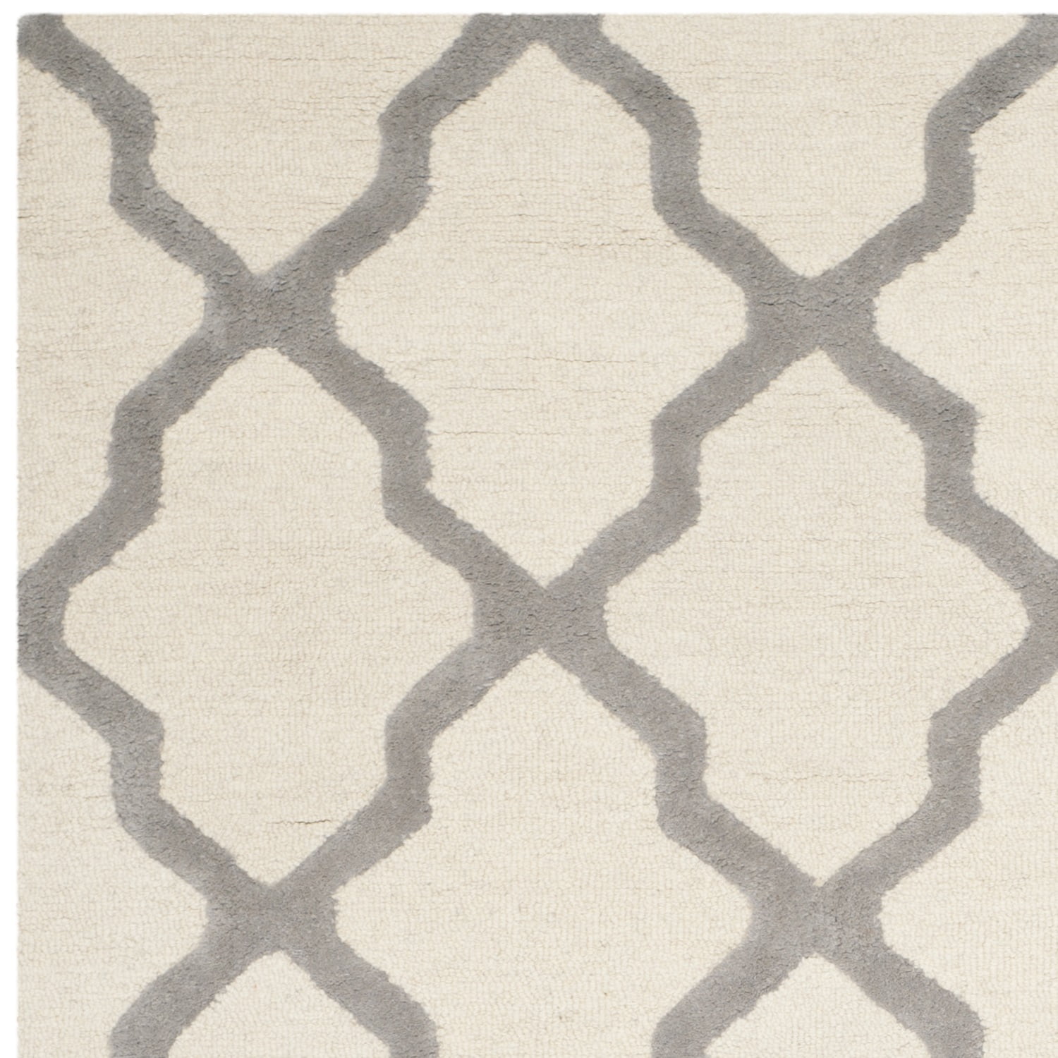 SAFAVIEH Cambridge Liam Geometric Wool Runner Rug, Ivory/Silver, 2'6" x 20'