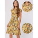 thumbnail image 2 of Vestido camisero floral de chifón de verano para mujer, manga casquillo, todos los días, casual, vestidos de cintura elástica ahumados Amarillo XL, 2 of 6