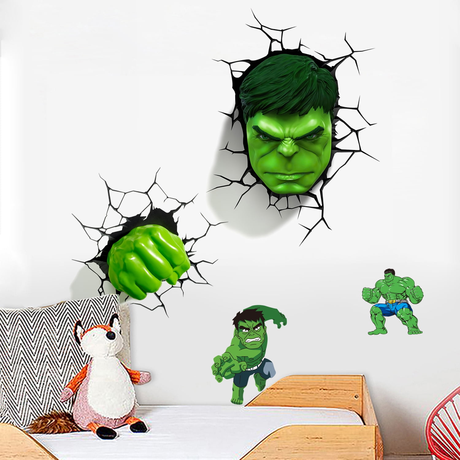 Hulk Breaking Through Wall Sticker Chilren Boys wall Decals Peel And Stickers for 3D Hulk Walls
