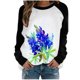 thumbnail image 1 of Moda Mujer Primavera Otoño Patchwork Impreso Mangas Largas Cuello Redondo Casual Tee Tops Fridja hkj3119, 1 of 6